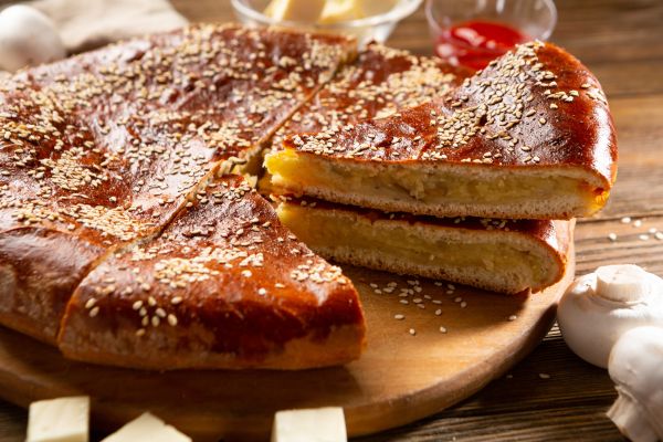 Пирог с картофелем грибами и сыром моцарелла Пирог с картофелем грибами и сыром моцарелла