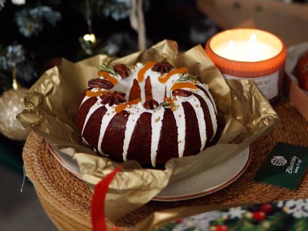 Різдвяний вінок (з гарбузом, апельсиновими цукатами та насінням)